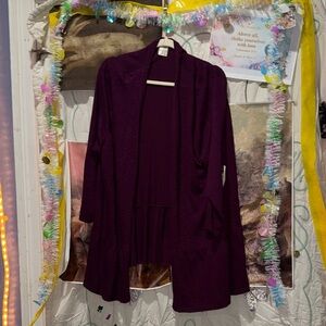 NWT (3x)Terra & sky Open Front Plum Cardigan super lightweight